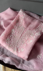 Load image into Gallery viewer, Women&#39;s Lakhnavi Handcrafted Pure Organza Chikankari Semi - stitched Kurta And Dupatta Set- HONC0307953
