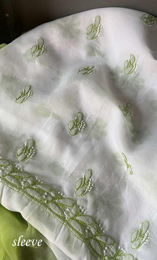Women's Lakhnavi Handcrafted Unstitched Cotton Chikankari Suit Material - HONC0301278