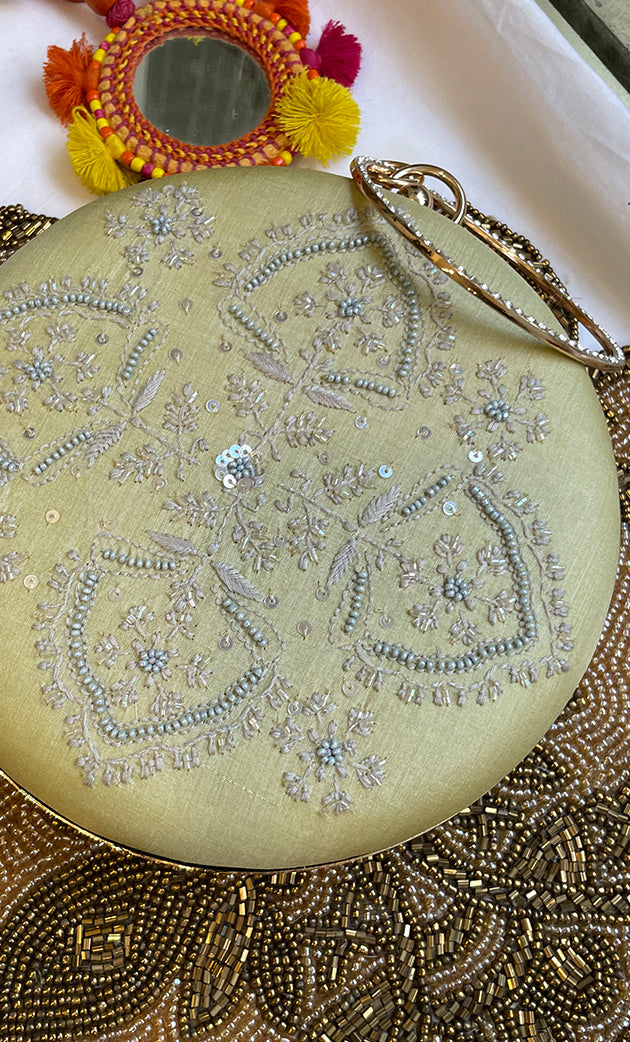Elegant Floral Chik0ankari Handle Clutch - HONC0313577