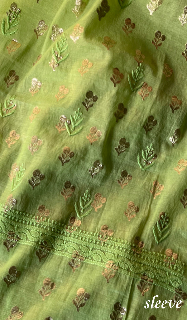 Women's Lucknowi Handcrafted Chanderi Silk Chikankari Full Suit Material - HONC0168024