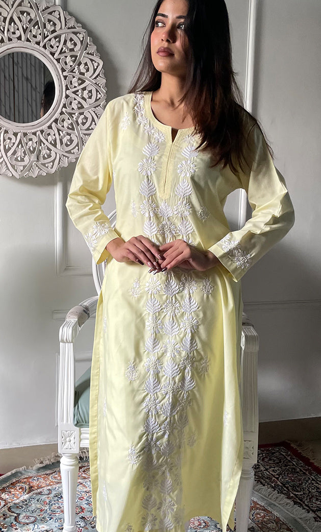 Women's Lucknowi Handcrafted Cotton Chikankari Kurti - HONC0330802