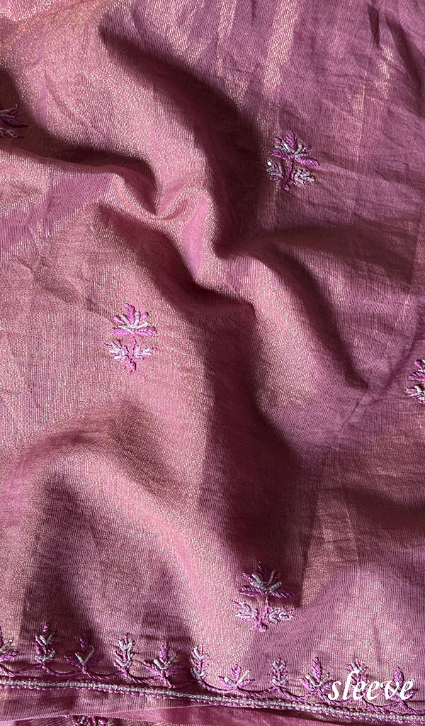 Women's Lakhnavi Handcrafted Tissue Chanderi Chikankari Suit Material - HONC0275988