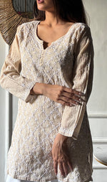 Load image into Gallery viewer, Women's Lakhnavi Handcrafted Cotton Chikankari Top - HONC0347034