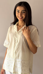 Load image into Gallery viewer, Women's Lakhnavi Handcrafted Cotton Chikankari Top - HONC0354102