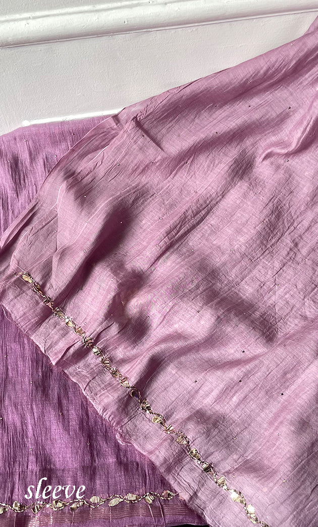 Women's Lakhnavi Handcrafted Mul Chanderi Unstitched Kurta And Dupatta Set - HONC0314239