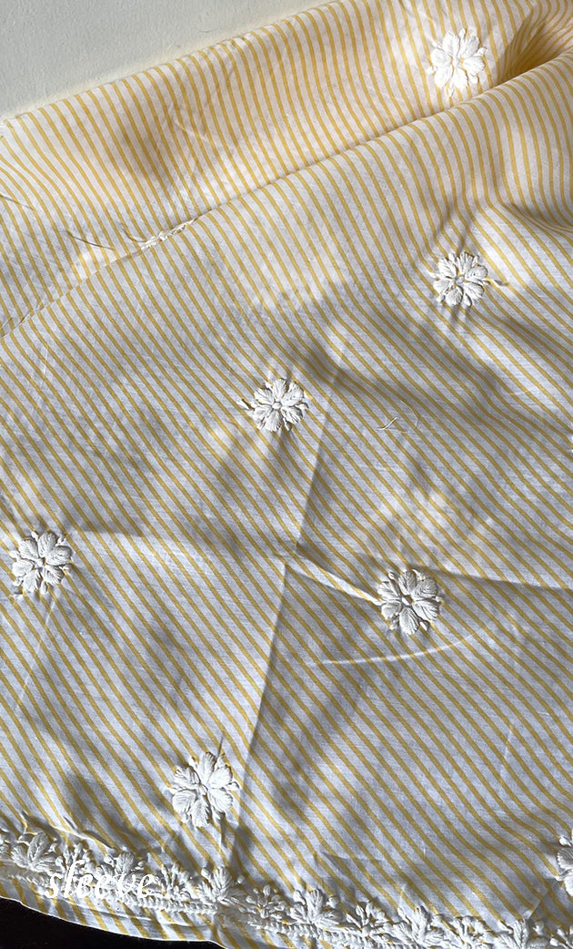 Shumaira Women's Lakhnavi Handcrafted Cotton Chikankari Unstitched Kurti Fabric - HONC0326379