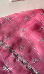 将图像加载到图库查看器中， Gulaab Women's Lakhnavi Handcrafted Pure Organza Chikankari Unstitched Kurta And Dupatta Set- HONC0311846