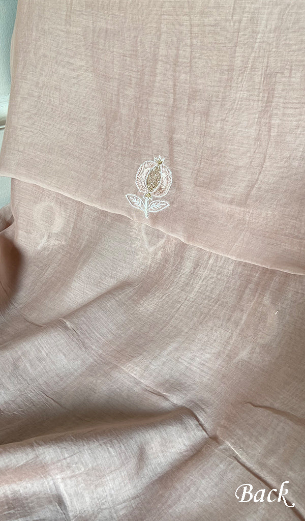 Mahira Women's Lakhnavi Handcrafted Mul Chanderi Unstitched Chikankari Full Suit - HONC0355236