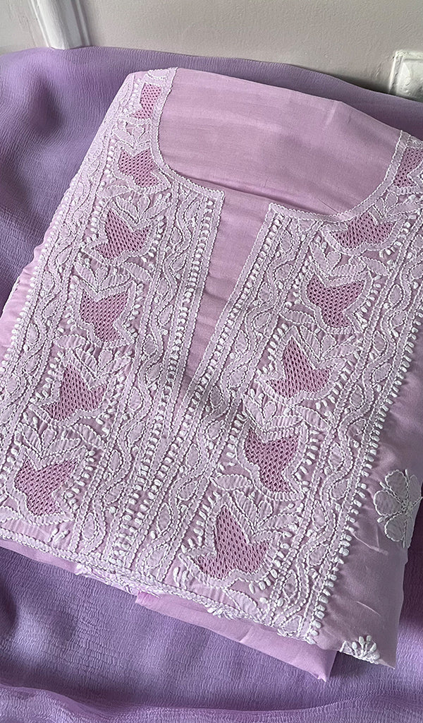 Women's Lakhnavi Handcrafted Cotton Chikankari Suit Material - HONC0274692