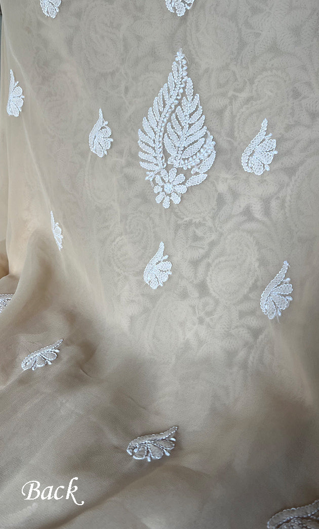 Vamika Women's Lucknowi Handcrafted Faux-Georgette Unstitched Chikankari Suit Material - HONC0330346