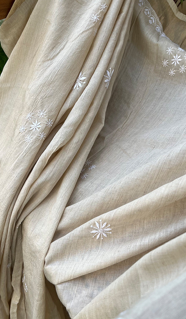 Women's Lakhnavi Handcrafted Munga Silk Chikankari Saree - HONC0266958