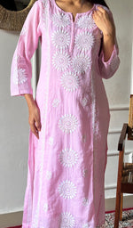 Load image into Gallery viewer, Women's Lakhnavi Handcrafted Kota Cotton Chikankari Kurti - HONC0360454