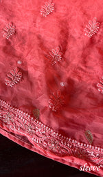 Load image into Gallery viewer, Women&#39;s Lakhnavi Handcrafted Organza Chikankari Unstitched Kurti Fabric - NC026663
