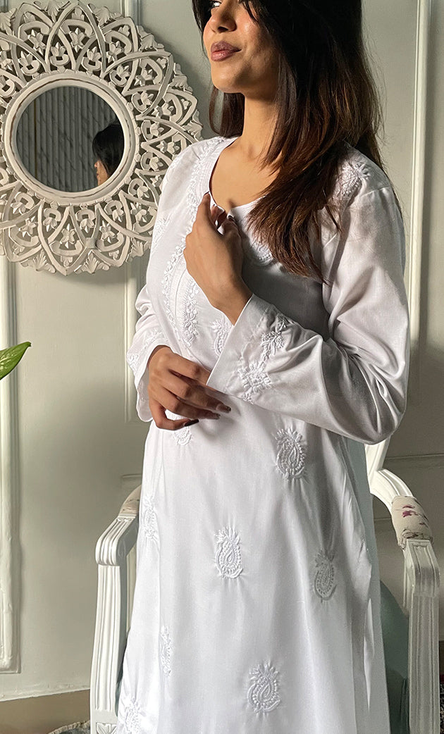 Women's Lucknowi Handcrafted Cotton Chikankari Kurti - HONC0330766