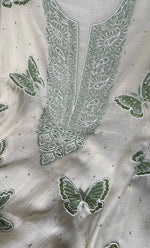 将图像加载到图库查看器中， Women&#39;s Lakhnavi Handcrafted Mul Chanderi Unstitched Kurta And Dupatta Set - HONC0302242
