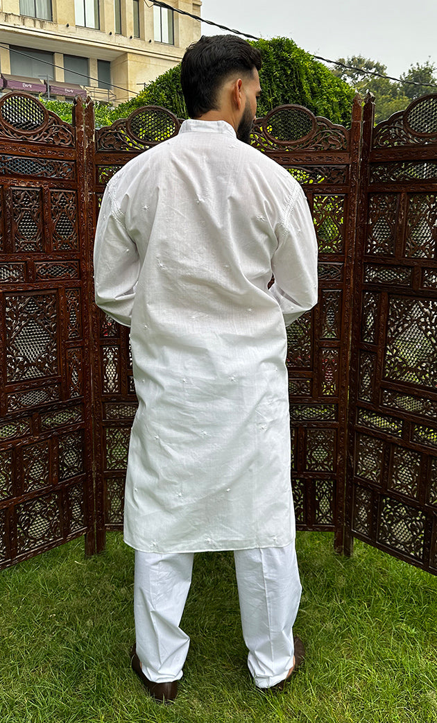 Men's Lucknowi Handcrafted Cotton Chikankari Kurta  HONC0323881