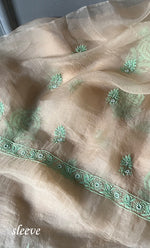 Load image into Gallery viewer, Rose Women&#39;s Lakhnavi Handcrafted Pure Organza Chikankari Unstitched Kurta And Dupatta Set- HONC0310090
