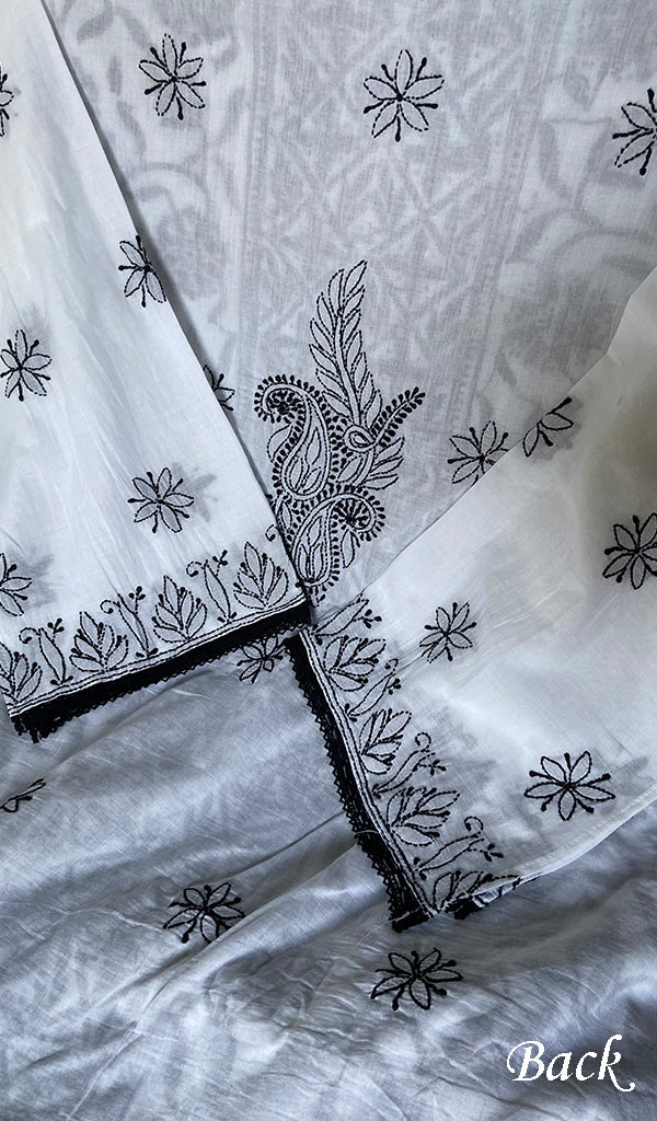 Women Lakhnavi Handcrafted Unstitched Cotton Chikankari Suit Material 