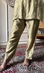 Load image into Gallery viewer, Imara Women's Lakhnavi Handcrafted Chanderi Silk Chikankari Top And Pant Set - HONC0340438