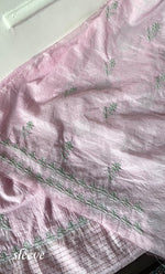 Load image into Gallery viewer, Women's Lakhnavi Handcrafted Mul Chanderi Unstitched Chikankari Full Suit Material - HONC0319506