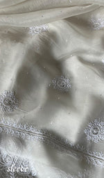 Load image into Gallery viewer, Women&#39;s Lakhnavi Handcrafted Pure Organza Chikankari Unstitched Kurta And Dupatta Set- HONC0300417
