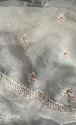 Load image into Gallery viewer, Women&#39;s Lakhnavi Handcrafted Pure Organza Chikankari Unstitched Kurta And Dupatta Set- HONC0297178
