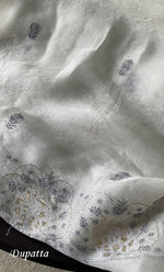 Load image into Gallery viewer, Women&#39;s Lakhnavi Handcrafted Pure Organza Chikankari Unstitched Kurta And Dupatta Set- HONC0311879
