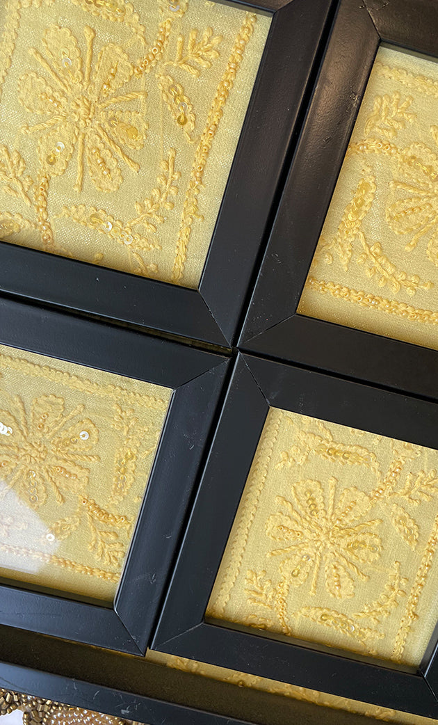 Chikankari Tray with Four Coasters - HONC0254721