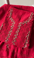 Saziya Women's Lakhnavi Handcrafted Mul Chanderi Semi - Stitched Kurta And Dupatta Set - HONC0249228