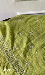 Load image into Gallery viewer, Women's Lakhnavi Handcrafted Mul Chanderi Unstitched Chikankari Full Suit Material - HONC0328322