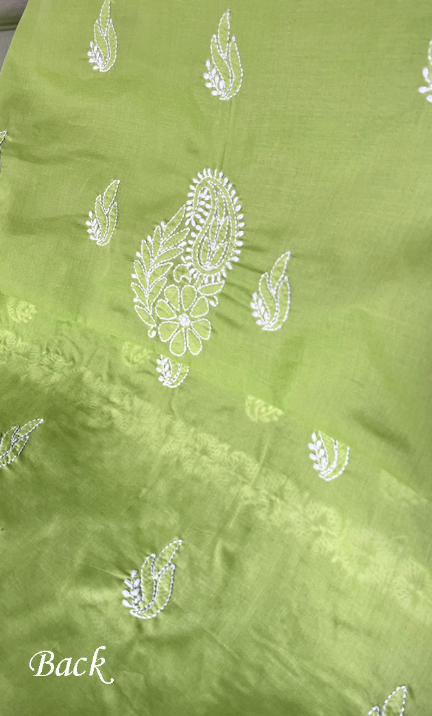 Women's Lakhnavi Handcrafted Unstitched Cotton Chikankari Suit Material - HONC0333967