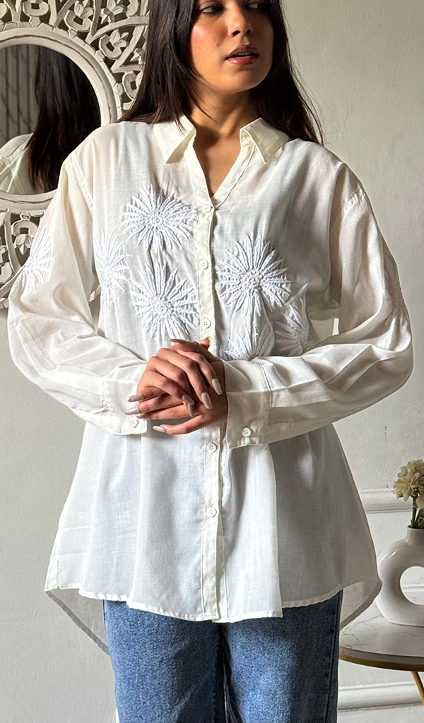 Women's Lakhnavi Handcrafted Cotton Chikankari Top - HONC0344680