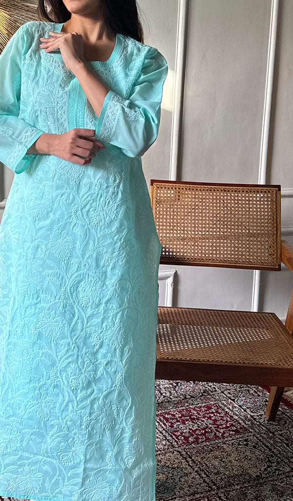 Anisa Women's Lakhnavi Handcrafted Cotton Chikankari Kurti - HONC0356981