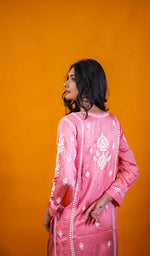 将图像加载到图库查看器中， Rehnuma Women&#39;s Lucknowi Handcrafted Modal Silk Chikankari Kurti - HONC0200239

