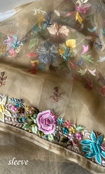 将图像加载到图库查看器中， Women&#39;s Lakhnavi Handcrafted Pure Organza Chikankari Unstitched Kurta And Dupatta Set- HONC0287004
