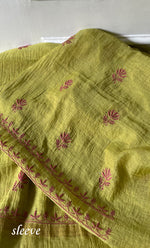 Load image into Gallery viewer, Women&#39;s Lakhnavi Handcrafted Chanderi Silk Unstitched Chikankari Kurta And Dupatta Set - HONC0294446
