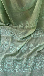 Load image into Gallery viewer, Women&#39;s Lakhnavi Handcrafted Mul Chanderi Chikankari Saree - HONC0259130
