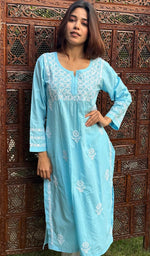 将图像加载到图库查看器中， Falak Women&#39;s Lucknowi Handcrafted Cotton Chikankari Kurti - HONC0220781
