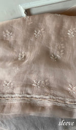 将图像加载到图库查看器中， Mainaaj  Women's Lakhnavi Handcrafted Pure Organza Chikankari Unstitched Kurta And Dupatta Set- HONC0311251