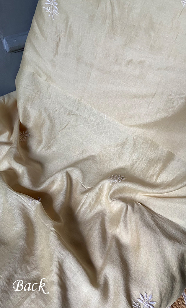 Women's Lucknowi Handcrafted Chanderi Silk Chikankari Full Suit Material - HONC0278037