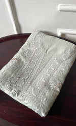 Load image into Gallery viewer, Women's Lakhnavi Handcrafted Munga Silk Chikankari Unstitched Kurti Fabric - HONC0316123