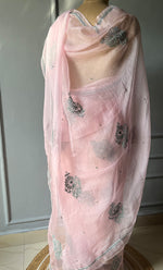 Load image into Gallery viewer, Amna Women&#39;s Lucknowi Handcrafted Pure Organza Silk Chikankari Saree - HONC0294413
