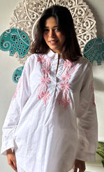 将图像加载到图库查看器中， Women&#39;s Lakhnavi Handcrafted Modal Cotton Chikankari Top - HONC0313722
