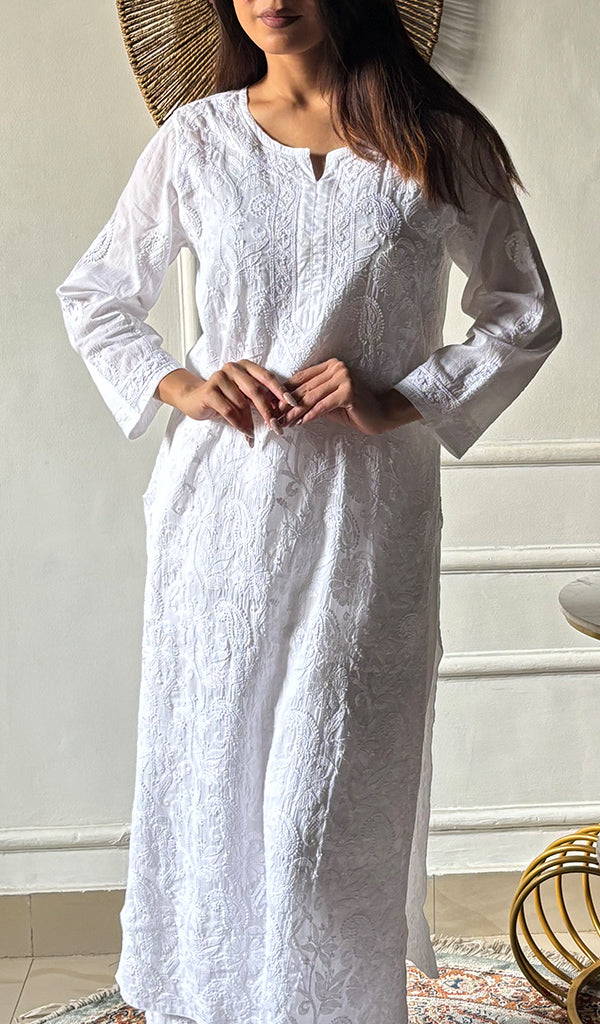 Women's Lakhnavi Handcrafted Cotton Chikankari Kurti - HONC0347113
