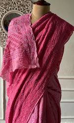 Load image into Gallery viewer, Women's Lakhnavi Handcrafted Pure Silk Georgette Chikankari Saree - HONC0327292