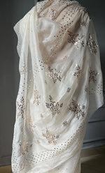 Load image into Gallery viewer, Women&#39;s Lucknowi Handcrafted Pure Organza Silk Chikankari Saree - HONC0307475
