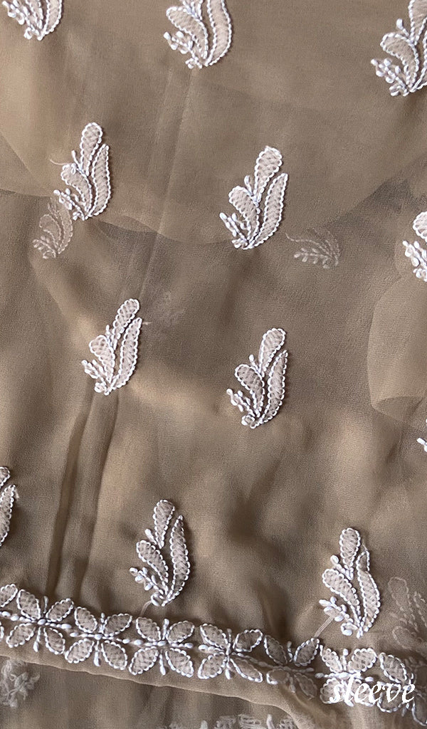 Women's Lucknowi Handcrafted Faux-Georgette Chikankari Suit Material - HONC0263018