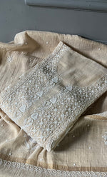 将图像加载到图库查看器中， Women&#39;s Lakhnavi Handcrafted Tissue Chanderi Unstitched Anarkali And Dupatta Set - HONC0279552
