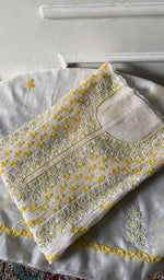 Load image into Gallery viewer, Saziya Women's Lakhnavi Handcrafted Mul Chanderi Semi - Stitched Kurta And Dupatta Set - HONC0357410