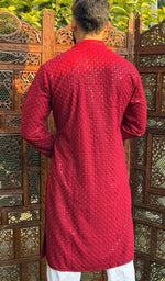 Load image into Gallery viewer, Men&#39;s Faux-Georgette Hakoba Kurta - HONC0266668
